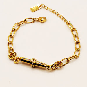 Bracelet Chaîne Barre Cristaux Luxe