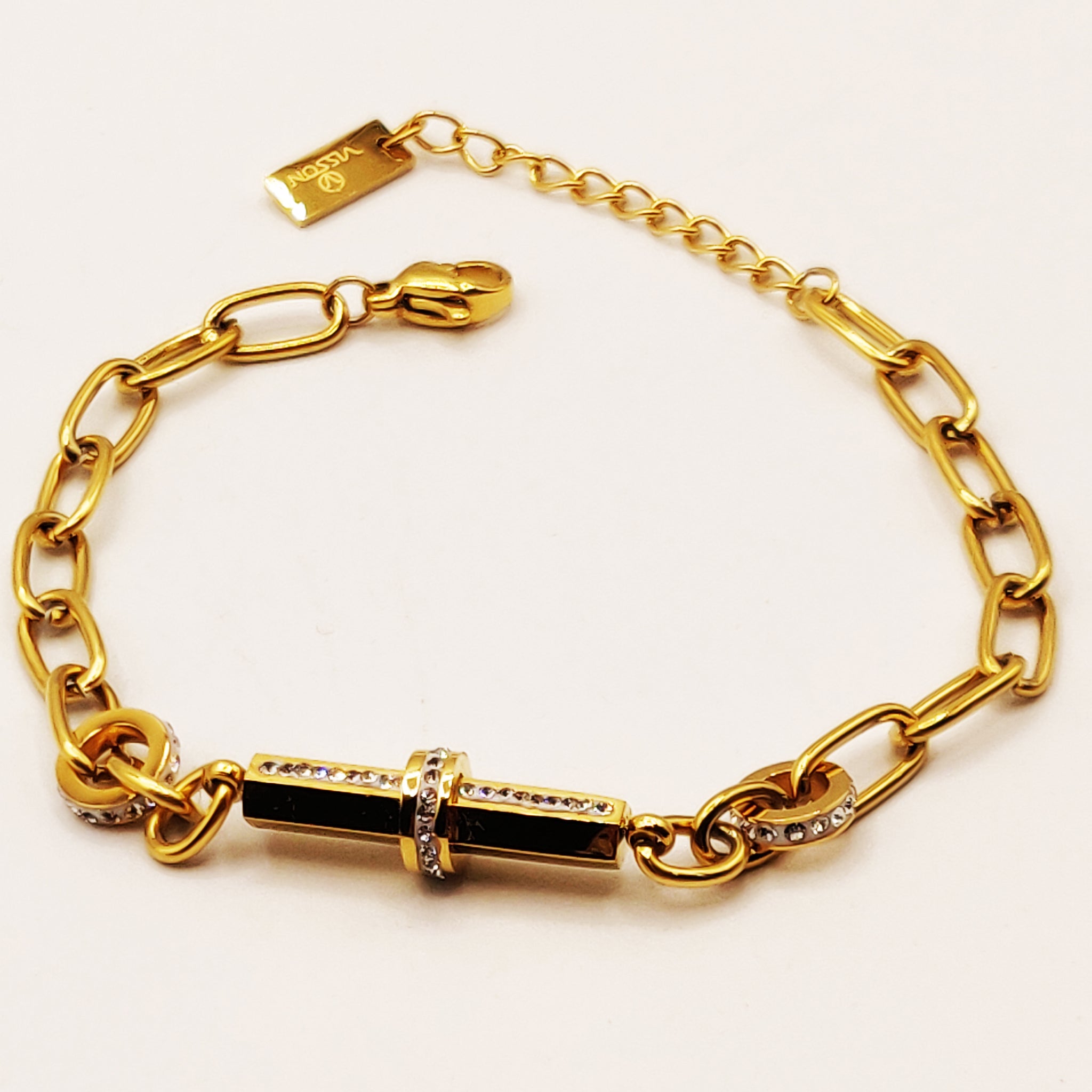 Bracelet Chaîne Barre Cristaux Luxe