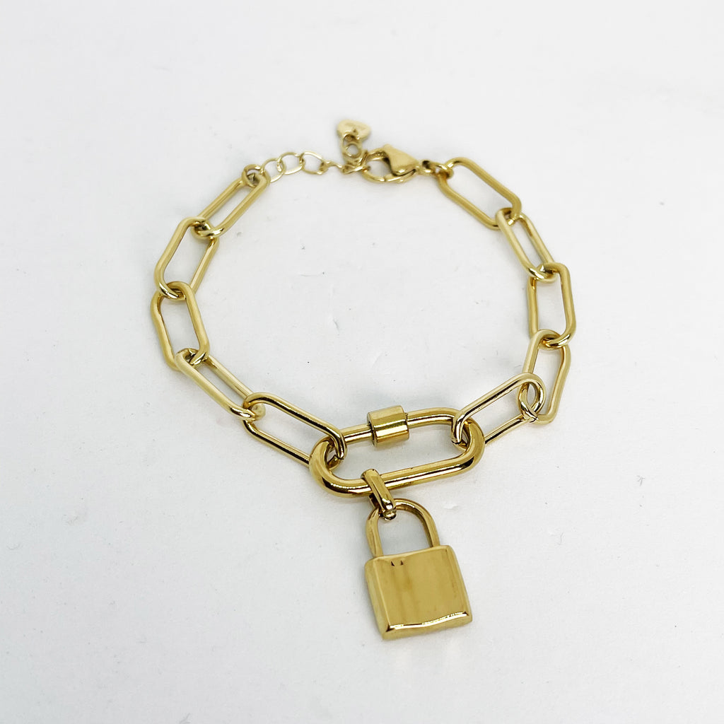 Bracelet Chaîne Cadenas et Mousqueton