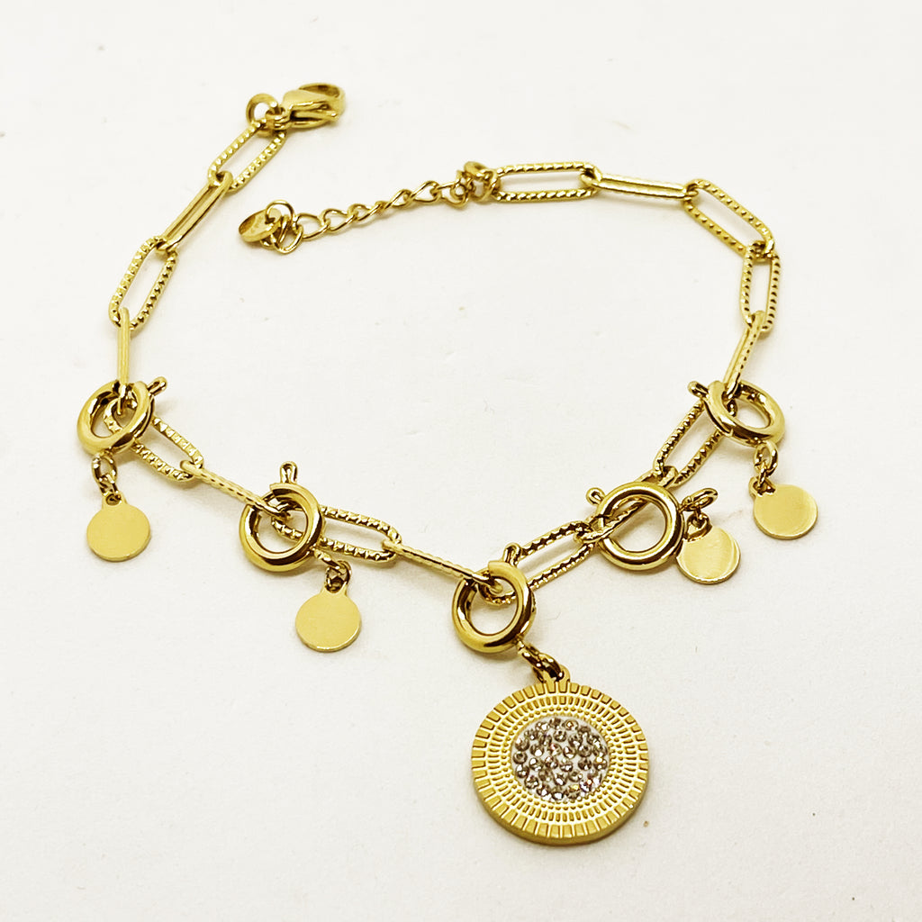 Bracelet Chaîne Cercle Soleil Cristaux