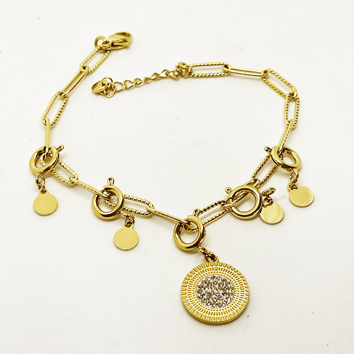 Bracelet Chaîne Cercle Soleil Cristaux