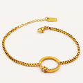 Bracelet Chaîne Cubique Anneau Cristaux Luxe