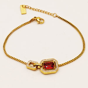 Boucles d'oreilles Chaîne Cubique Cristal Rouge Luxe