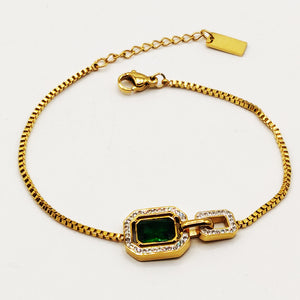 Bracelet Chaîne Cubique Émeraude Luxe