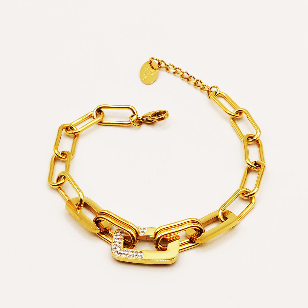Bracelet Chaîne Demi Rectangles Cristaux