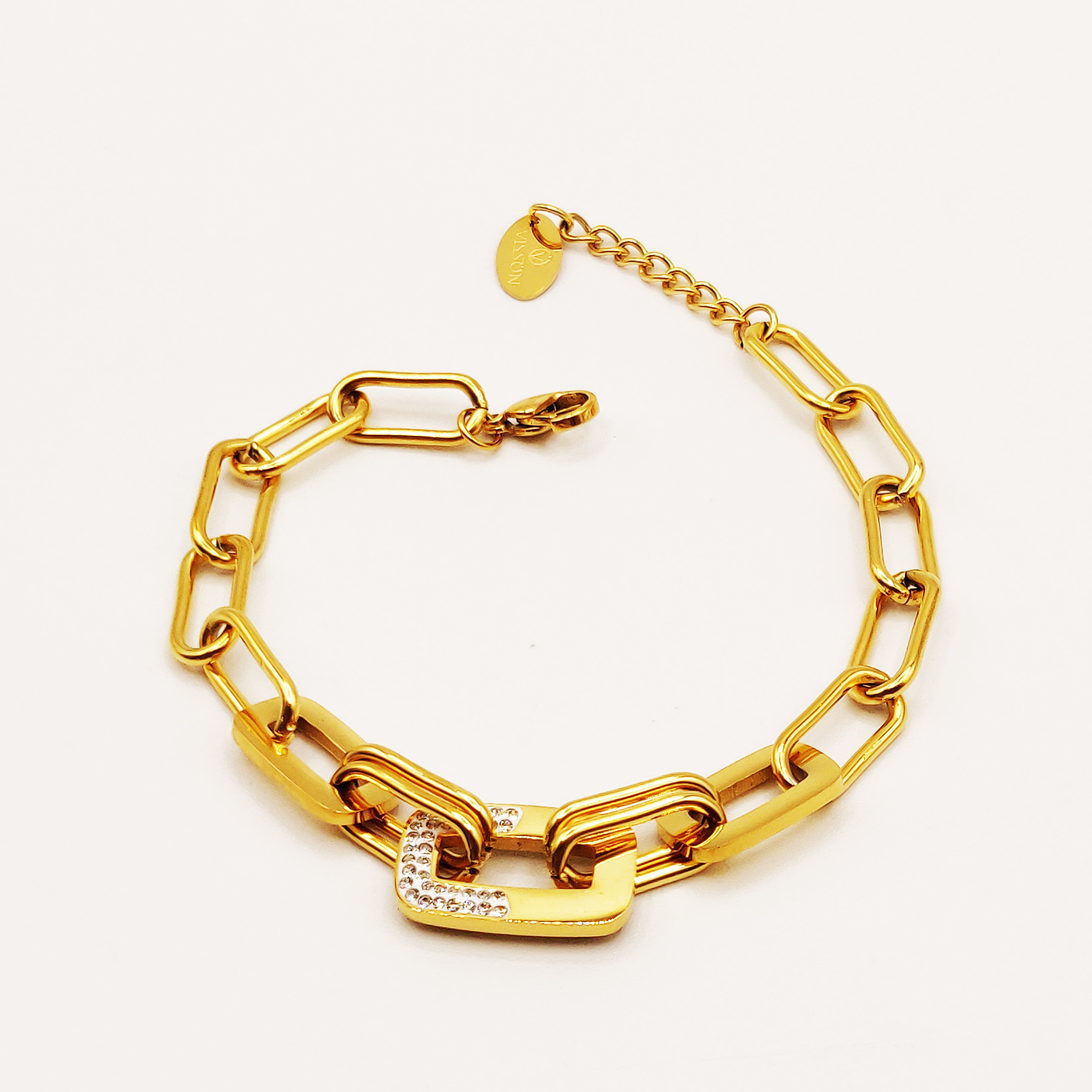 Bracelet Chaîne Demi Rectangles Cristaux
