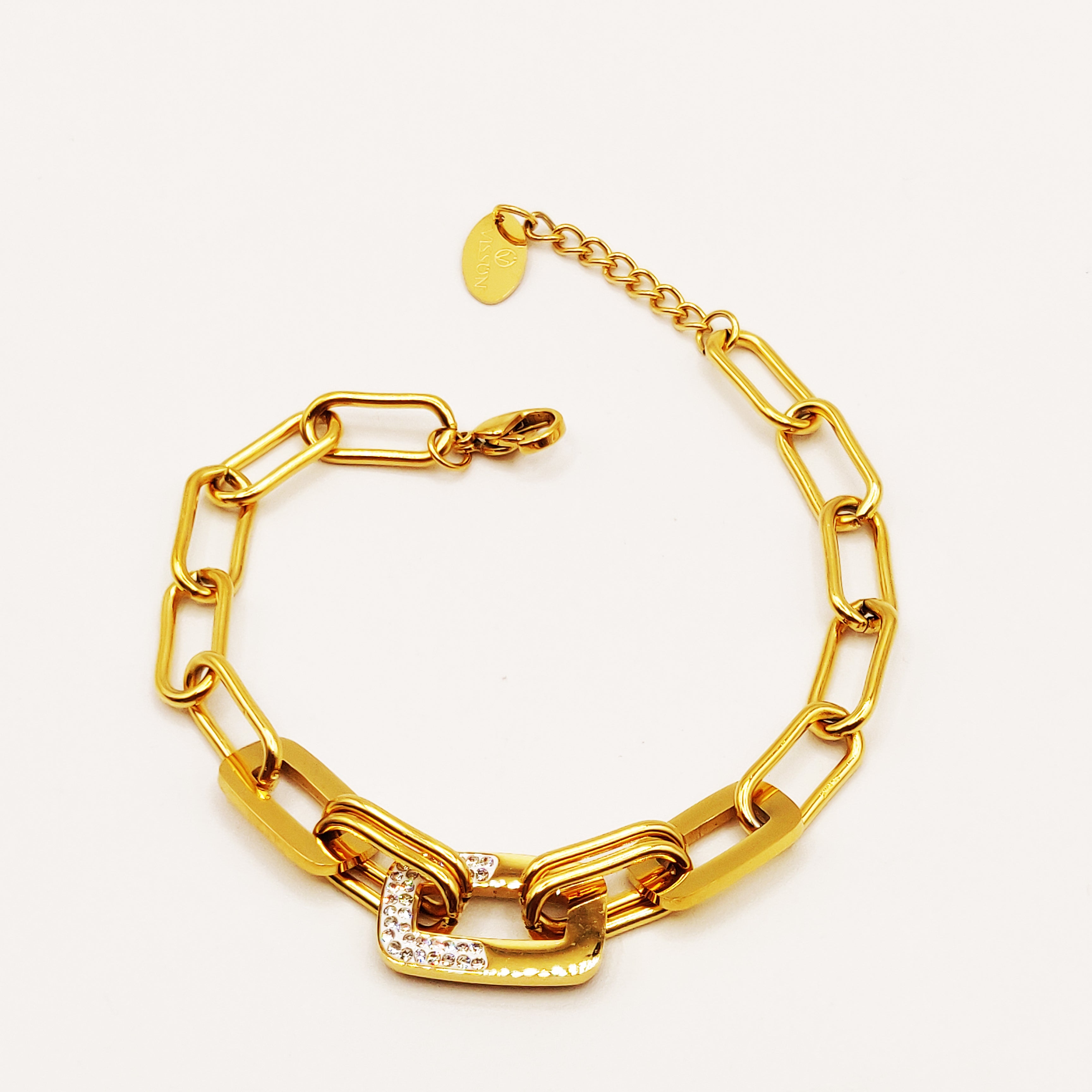 Bracelet Chaîne Demi Rectangles Cristaux