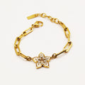 Bracelet Chaîne Fleur Cristaux et Blanc Nacré Luxe