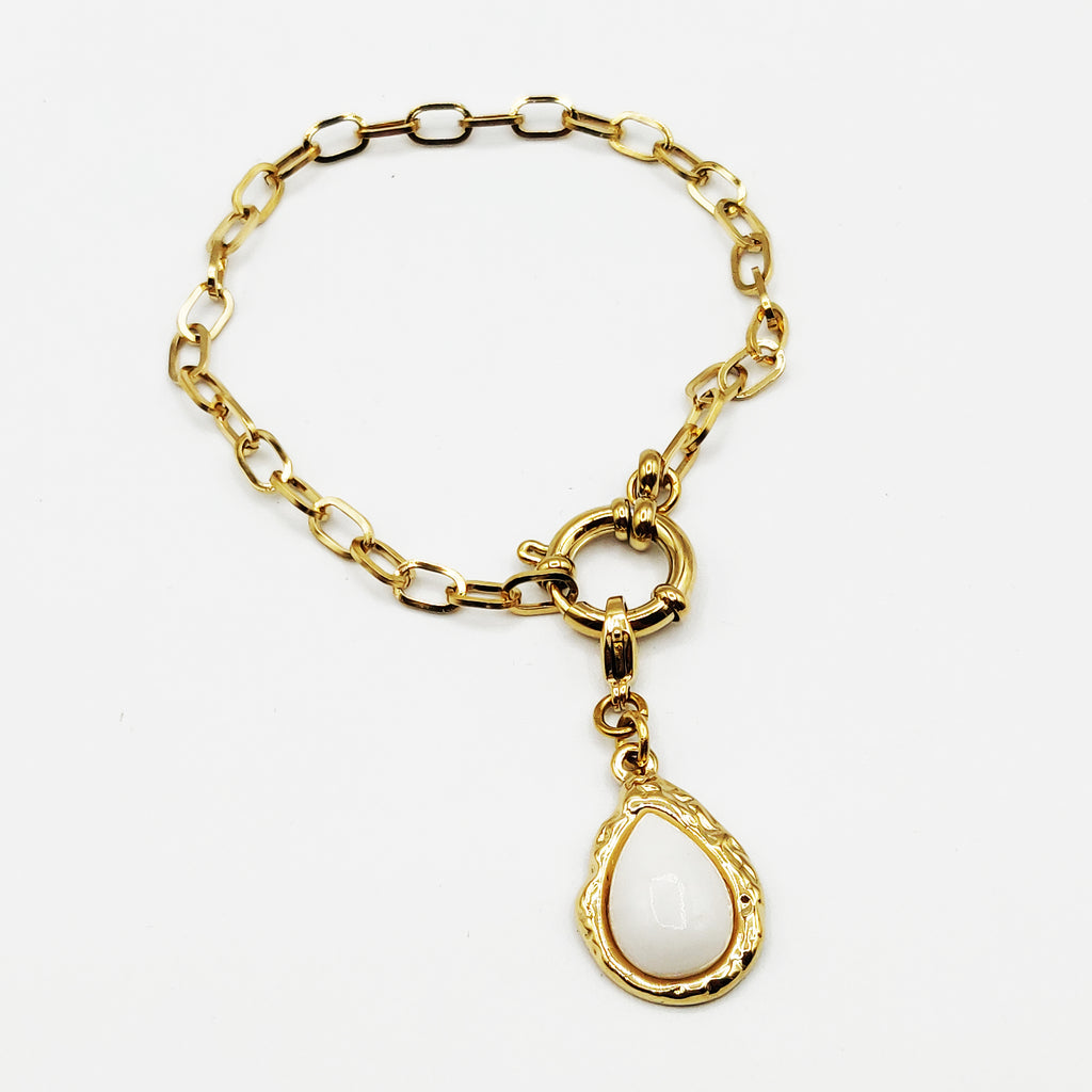 Bracelet Chaîne Goutte Perle Blanche