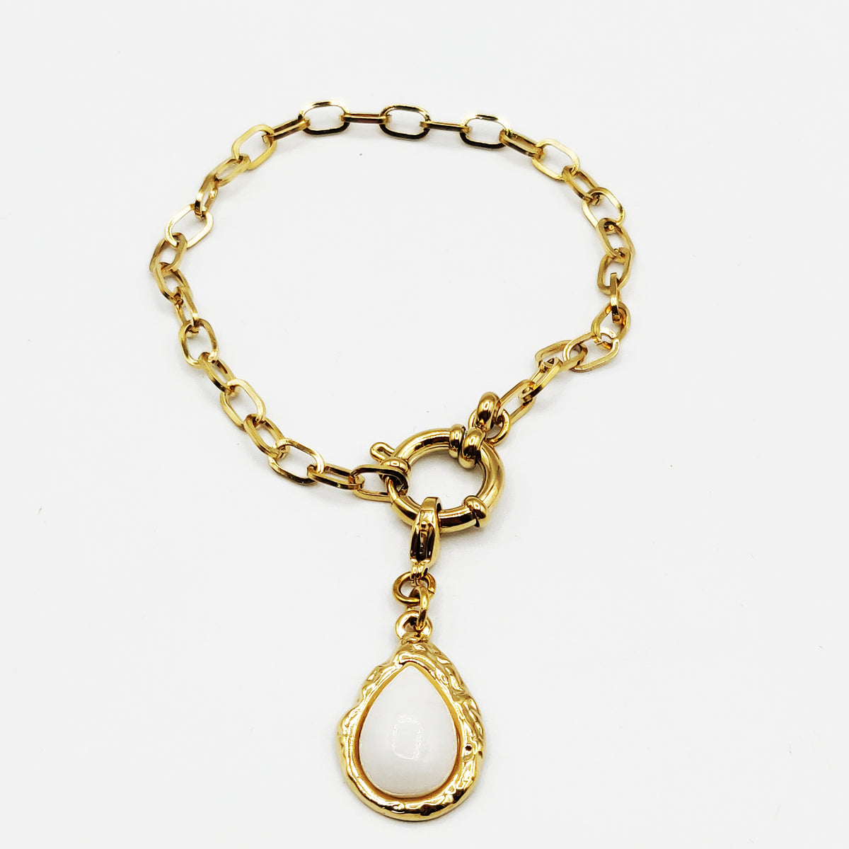 Bracelet Chaîne Goutte Perle Blanche