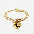Bracelet Chaîne Grand Cercle Doré et Soleil Cristaux