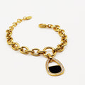 Bracelet Chaîne Grande Goutte Noire Cristaux