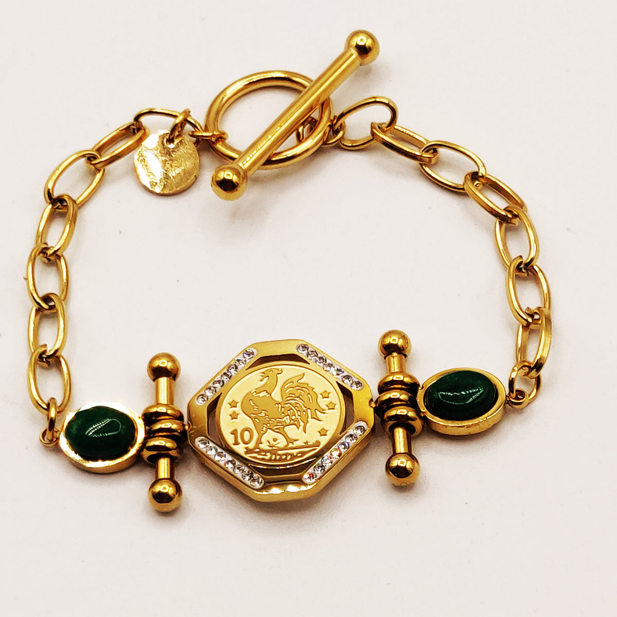 Bracelet Chaîne Louise Coq Pierre Verte