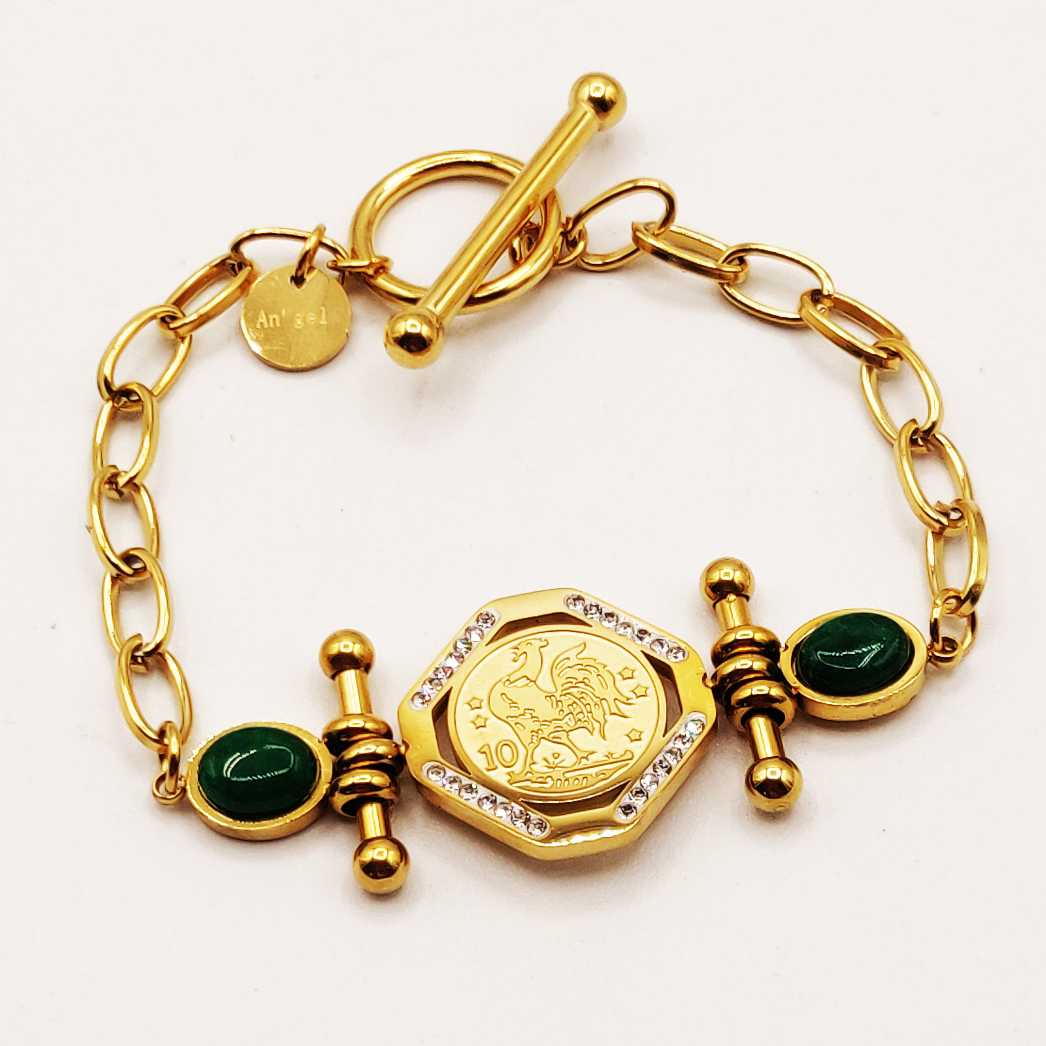 Bracelet Chaîne Louise Coq Pierre Verte