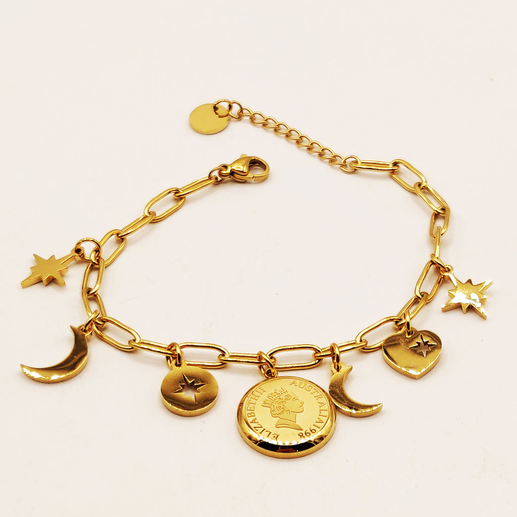 Bracelet Chaîne Louise Elizabeth Multi Pendentifs Luxe