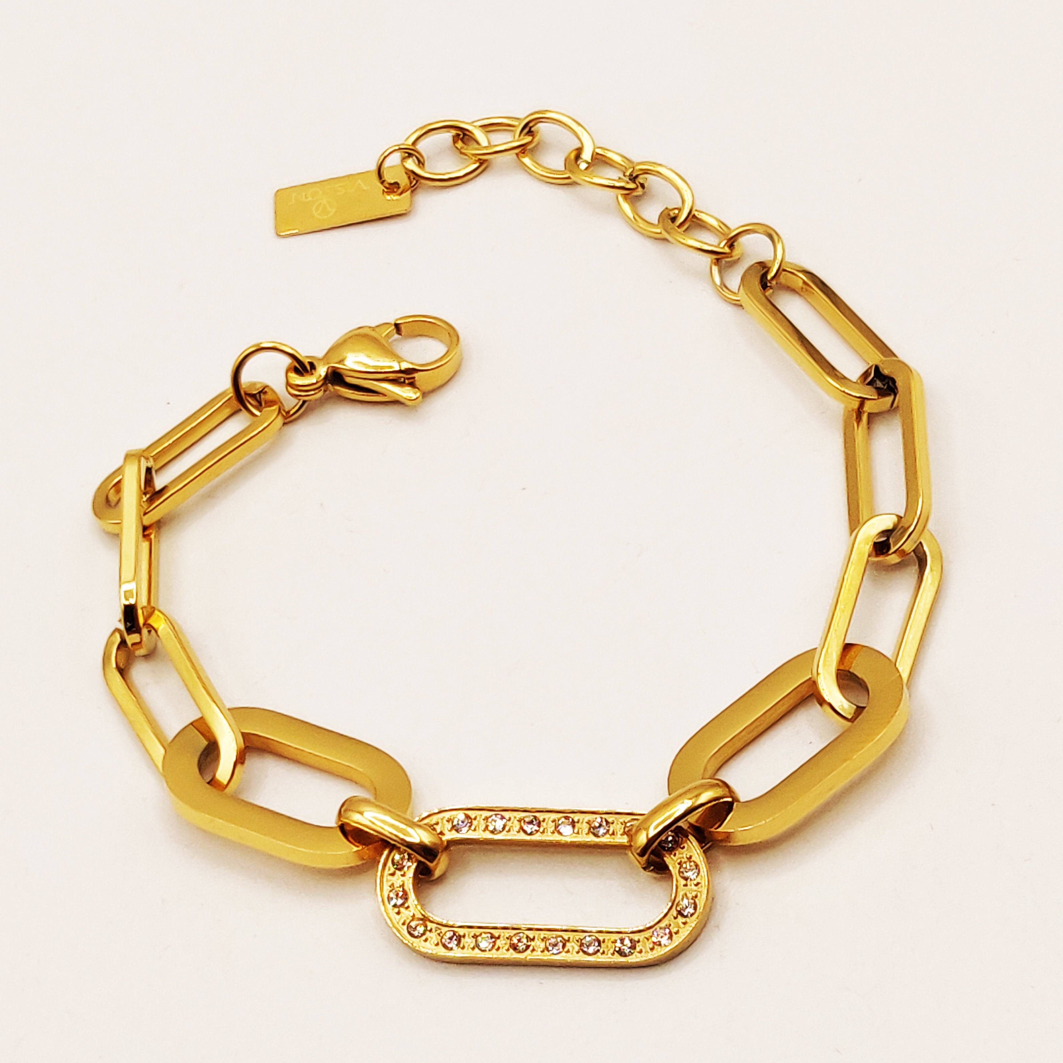 Bracelet Chaîne Maillon Cristaux Luxe