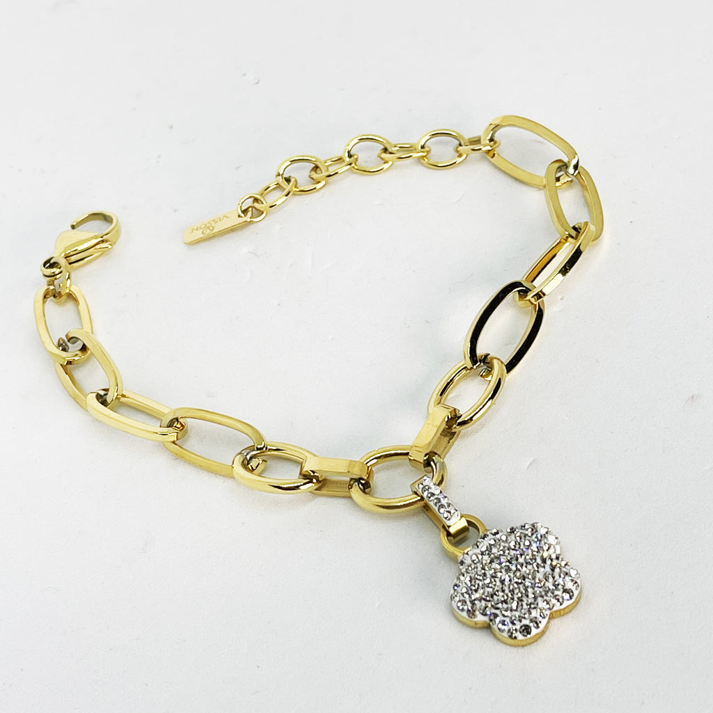 Bracelet Chaîne Marguerite Cristaux