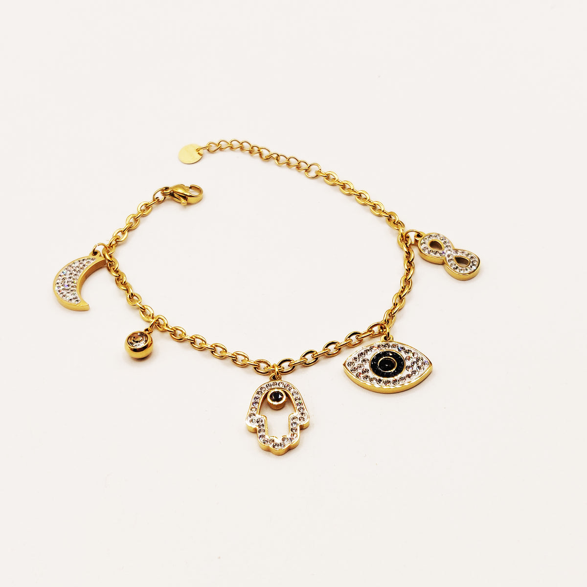 Bracelet Chaîne Oeil Multi Pendentifs