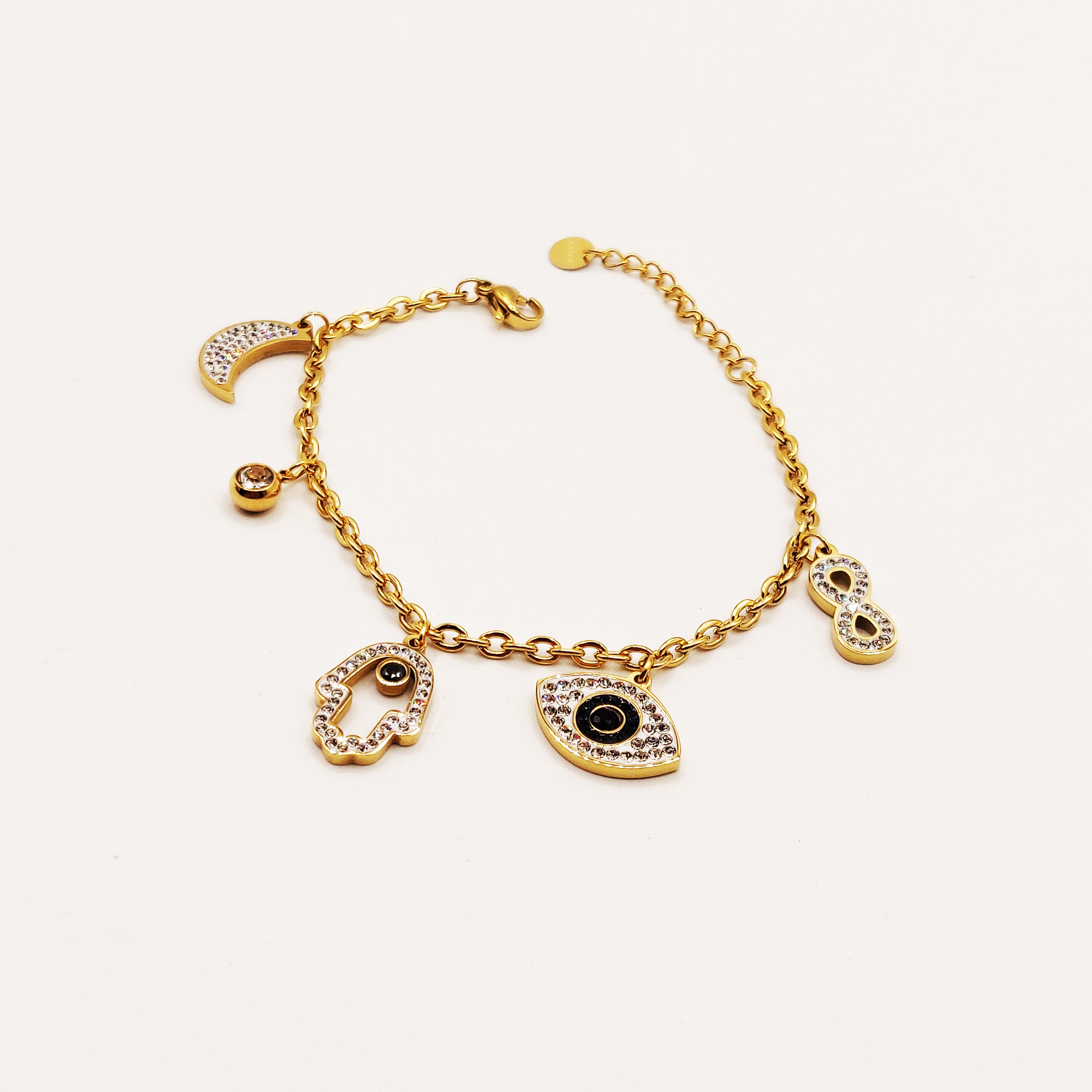 Bracelet Chaîne Oeil Multi Pendentifs