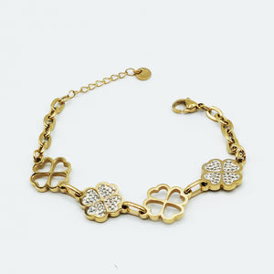 Bracelet Chaîne Multi Trèfles Cristaux