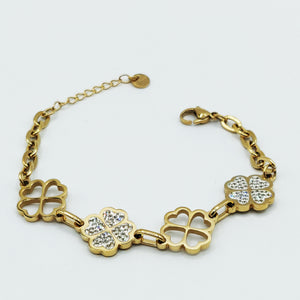 Bracelet Chaîne Multi Trèfles Cristaux