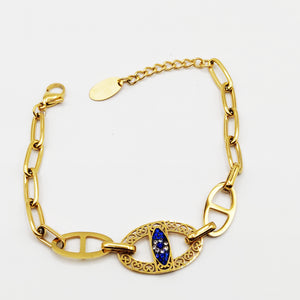 Bracelet Chaîne Oeil Bleu Roi