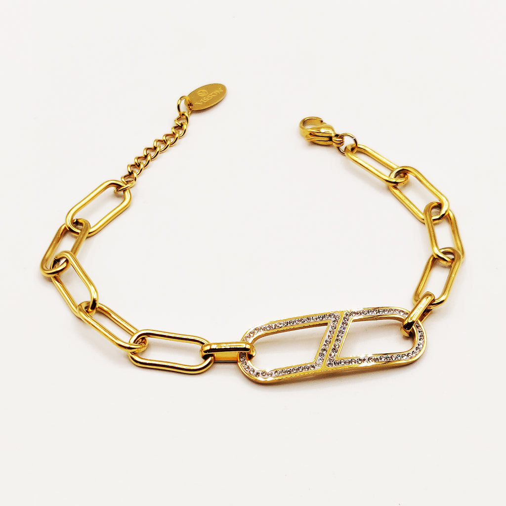 Bracelet Chaîne Ovale Coupé Cristaux