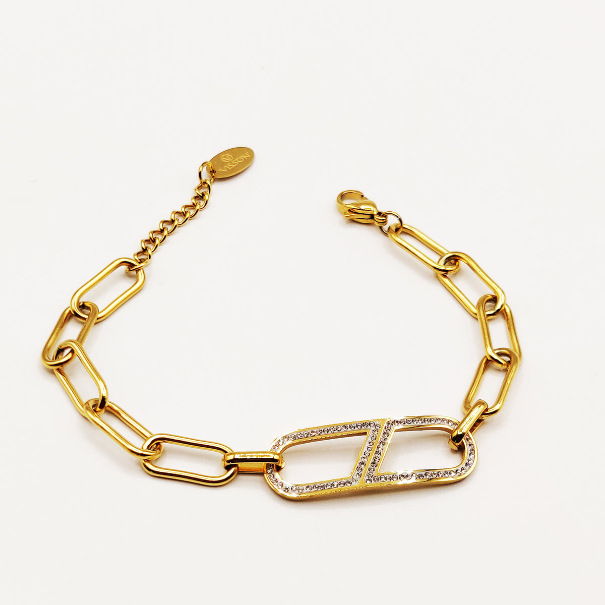 Bracelet Chaîne Ovale Coupé Cristaux