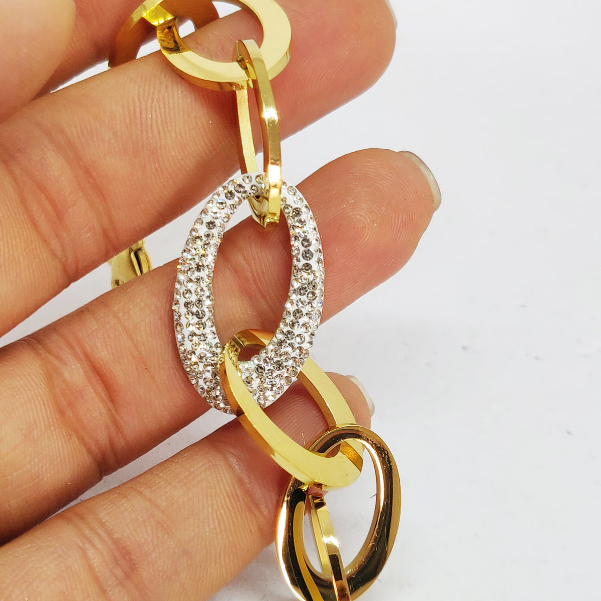 Bracelet Chaîne Ovales Cristaux