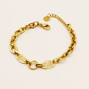 Bracelet Chaîne Ovales Doubles Coeurs