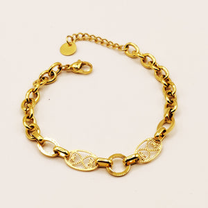 Bracelet Chaîne Ovales Doubles Coeurs