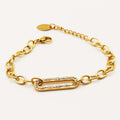 Bracelet Chaîne Pendentif Ovale Cristaux