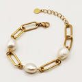 Bracelet Chaîne et Perles Blanches