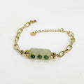 Bracelet Chaîne Rectangle 3 Perles Vertes