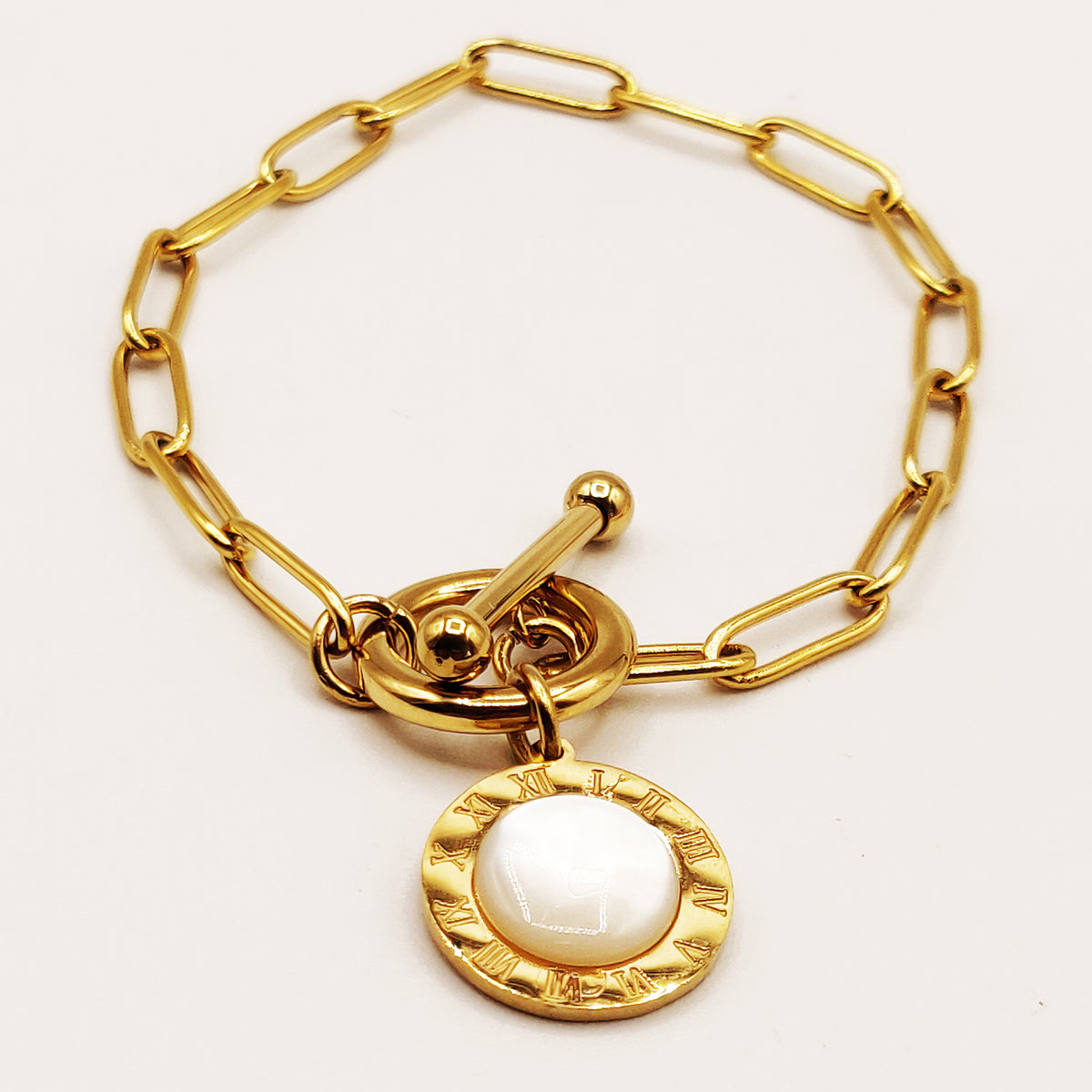 Bracelet Chaîne Romain Perle Blanche