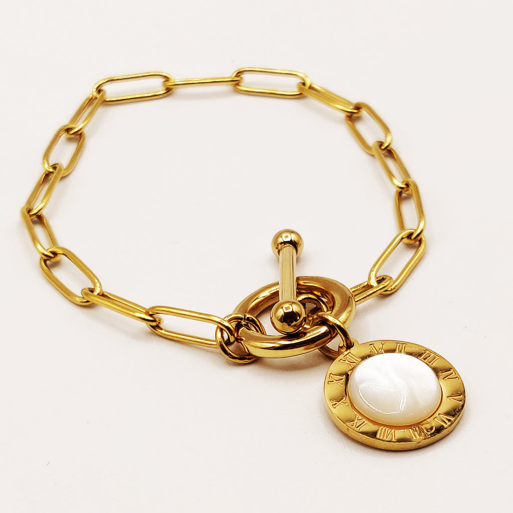 Bracelet Chaîne Romain Perle Blanche