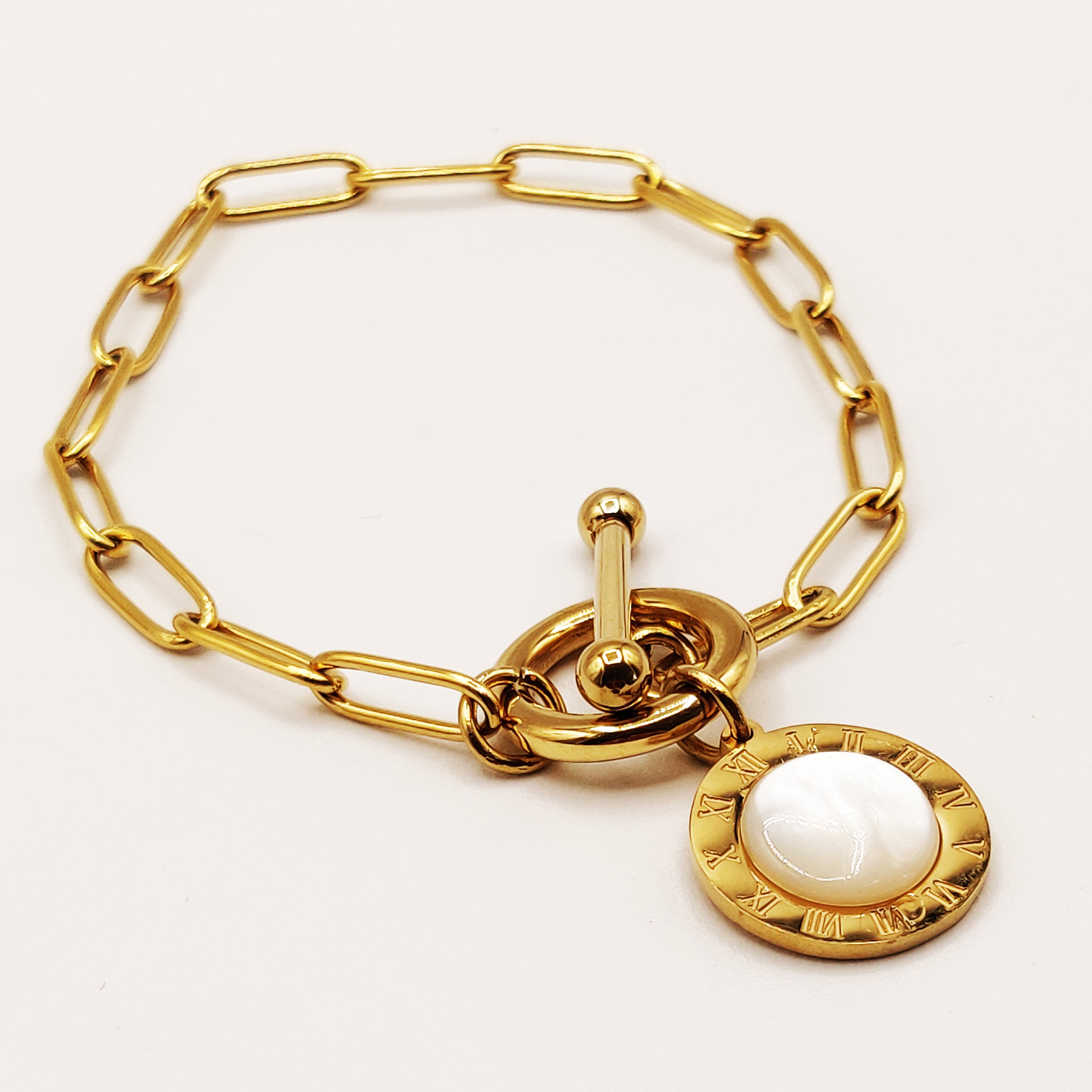 Bracelet Chaîne Romain Perle Blanche