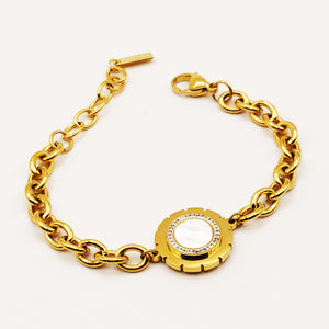 Bracelet Chaîne Soleil Fashion Noyau Blanc Nacré