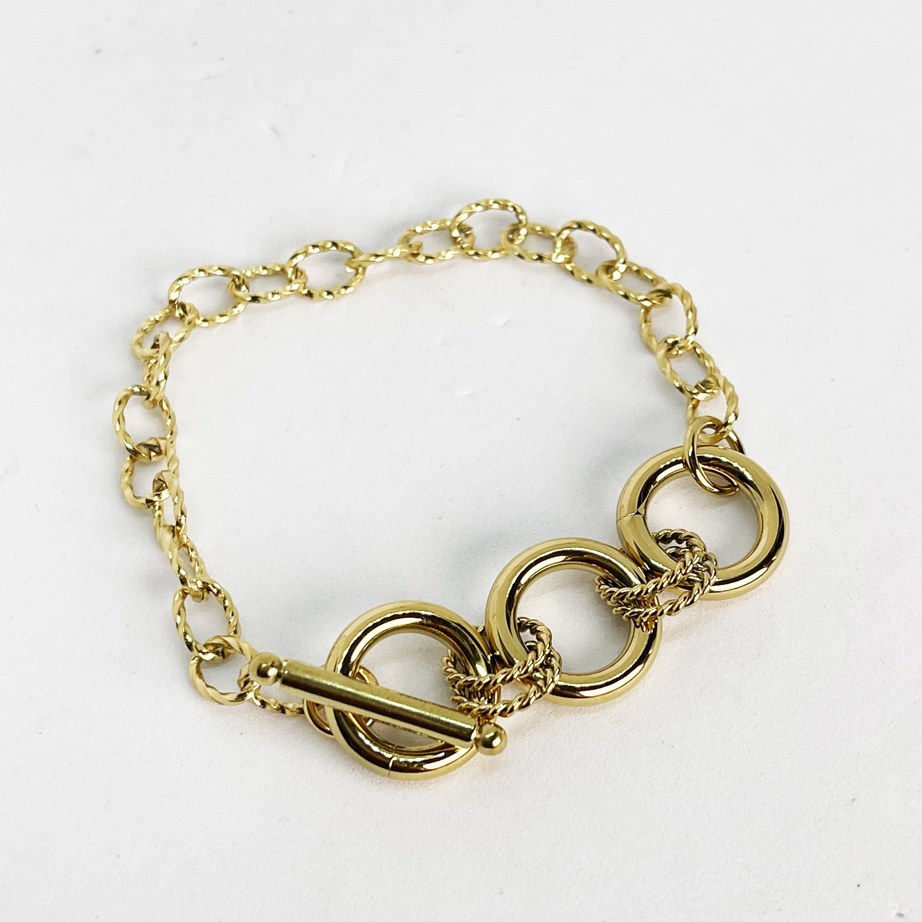 Bracelet Chaîne Torsade 3 Cercles et Barre