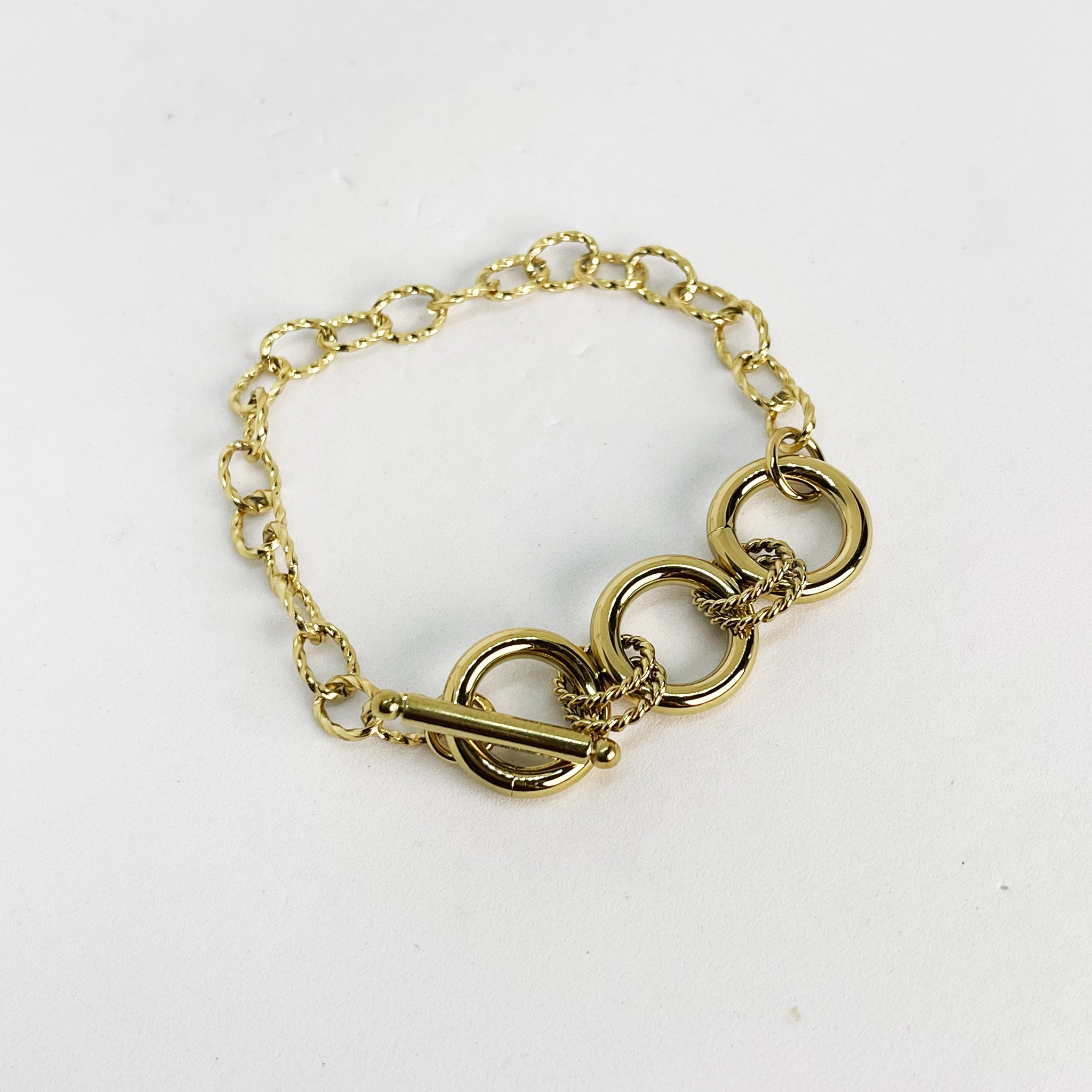 Bracelet Chaîne Torsade 3 Cercles et Barre