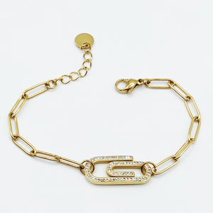 Bracelet Chaîne Trombone Cristaux