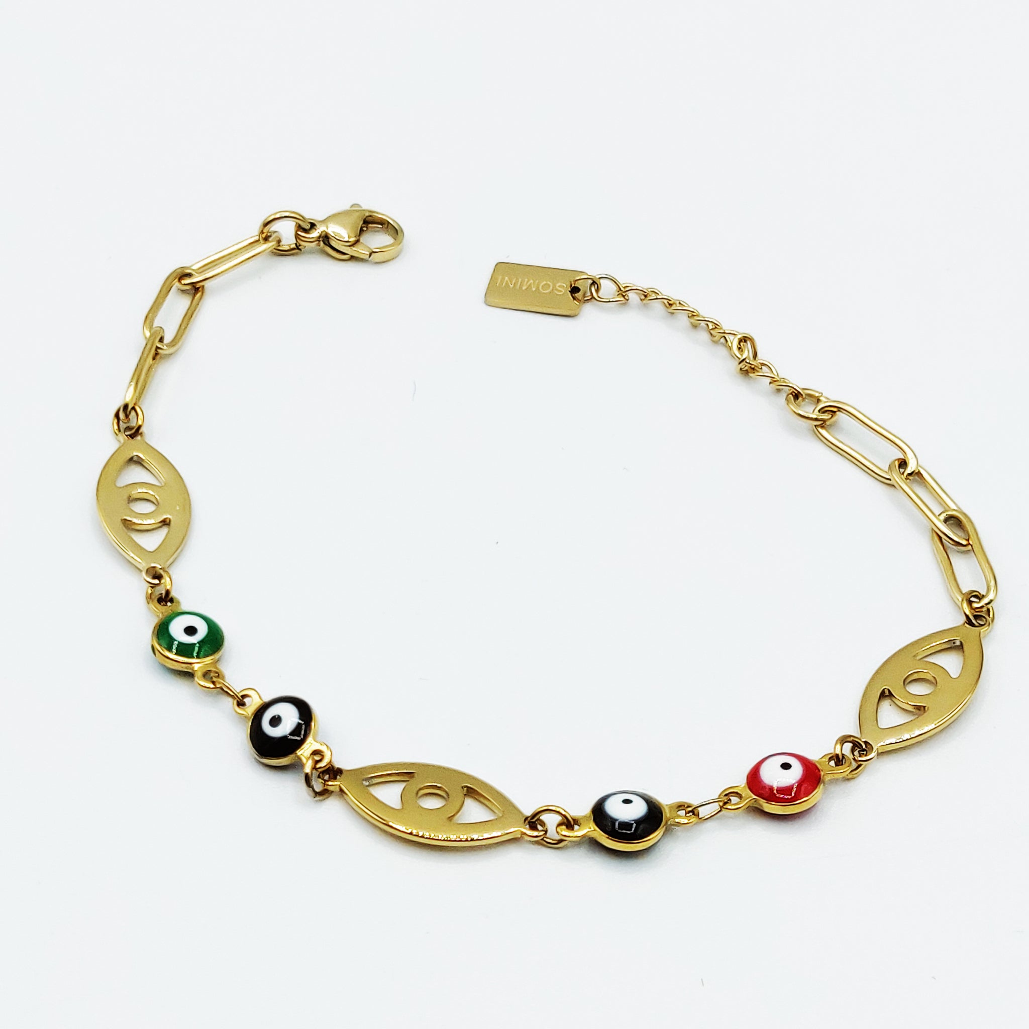 Bracelet Chaîne Yeux Multicolores