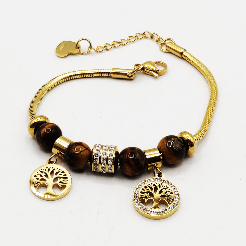 Bracelet Charme Eden Pierres Marrons Luxe