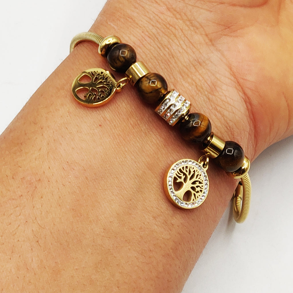Bracelet Charme Eden Pierres Marrons Luxe