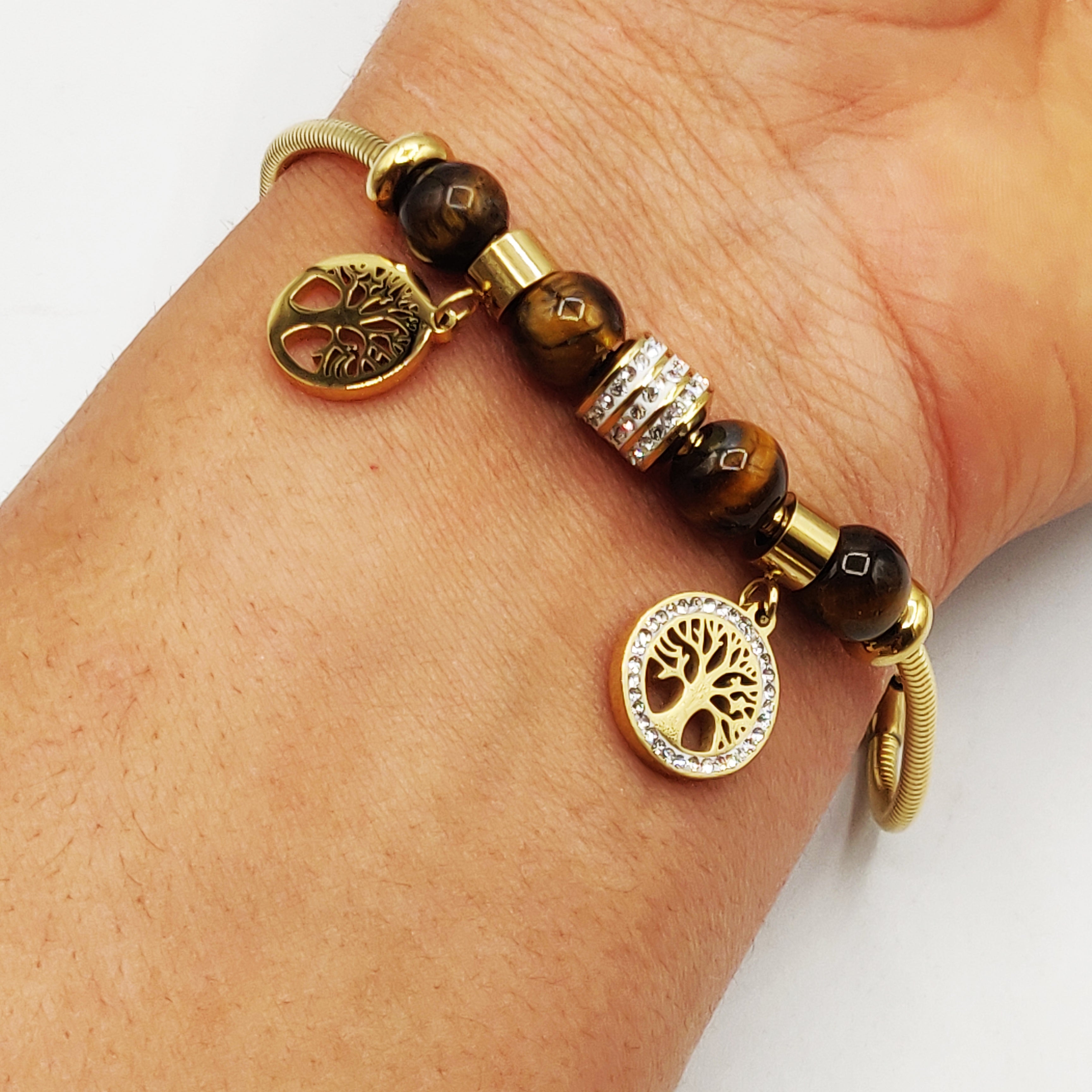 Bracelet Charme Eden Pierres Marrons Luxe