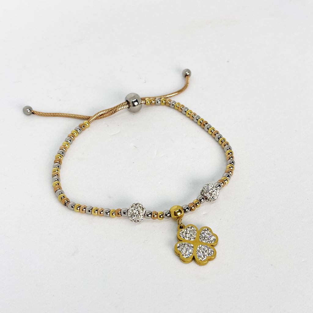 Bracelet Charme Trèfle Cristaux