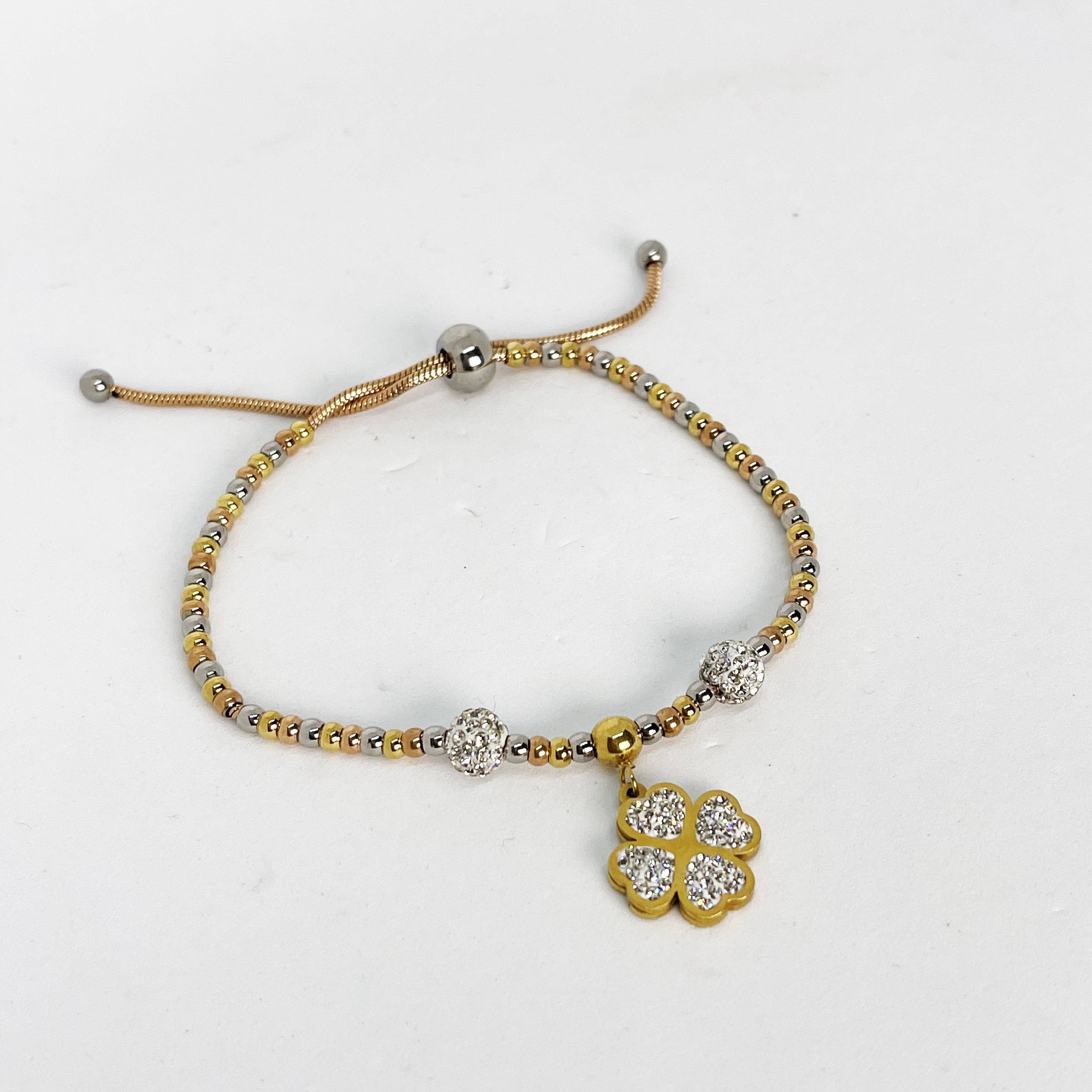 Bracelet Charme Trèfle Cristaux