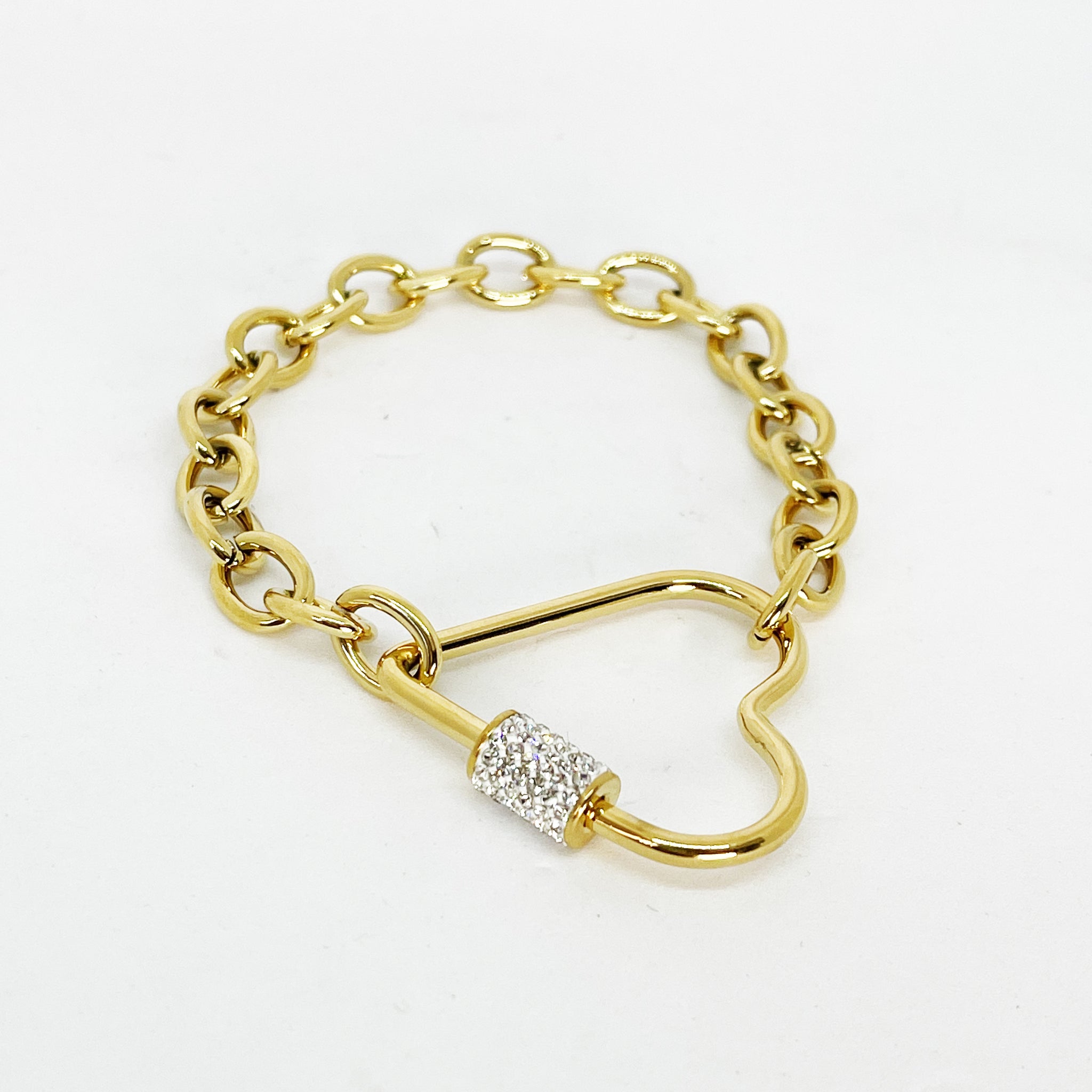 Bracelet Coeur Mousqueton Cristaux