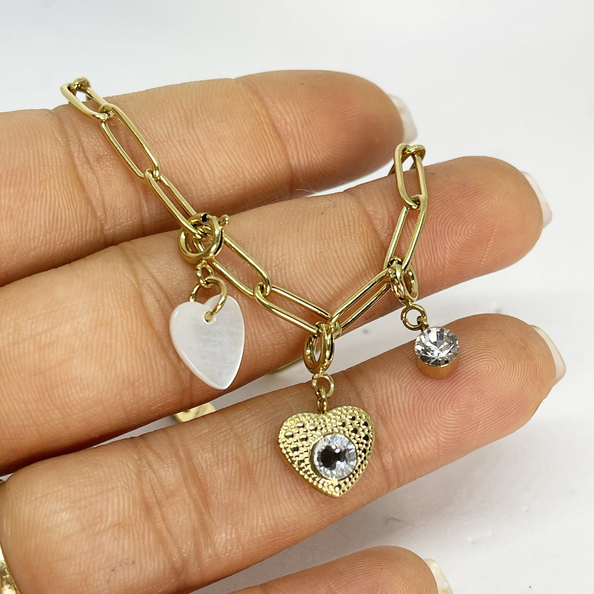 Bracelet Coeurs et Cristaux