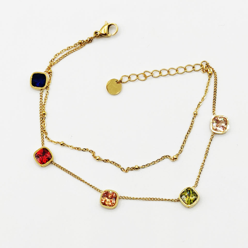Bracelet Double Carrés Multicolores